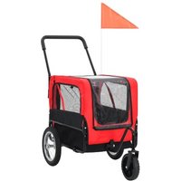 VidaXL 2-in-1 Fahrradanhänger und Buggy für Hunde rot von VIDAXL