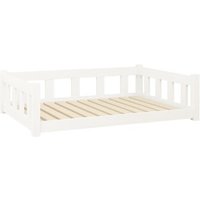 VidaXL Hundebett Massivholz Kiefer weiß/ beige 75,5 cm, 28 cm, 1,055 m von VIDAXL