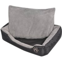 VidaXL Hundebett mit gepolstertem Kissen Schwarz/Grau 70 cm, 70 cm, 20 cm von VIDAXL