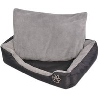 VidaXL Hundebett mit gepolstertem Kissen Schwarz/Grau 80 cm, 80 cm, 21 cm von VIDAXL