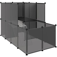 VidaXL Kleintierkäfig PP Stahl Freigehege Transparent/Schwarz schwarz 1,42 m, 74 cm, 93 cm von VIDAXL