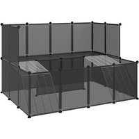 VidaXL Kleintierkäfig PP Stahl Freigehege Transparent/Schwarz schwarz 1,43 m, 1,07 m, 93 cm von VIDAXL