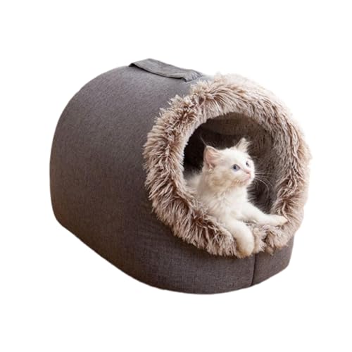 Katzenbetthöhle für Katzen Im Innenbereich, Beruhigend, Rund, Waschbar für Die Katzenhöhle Im Innenbereich, Geschlossenes Warmes Kätzchenbett,A-40 * 30 * 28cm von VIDECOR