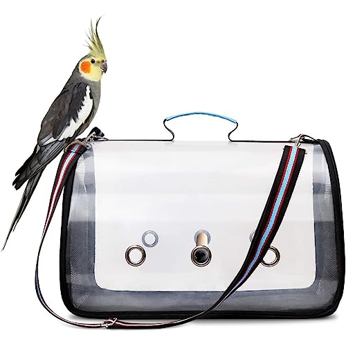 VIDECOR Haustier-Vogel-Tasche, Leichter Vogelträger, PVC, Transparenter Reisekäfig, Faltbar, Belüftung, Haustier-Vogel-Reiserucksack, Atmungsaktiver Vogel-Reisekäfig, Tragbarer Reise-Vogelkäfig,C von VIDECOR