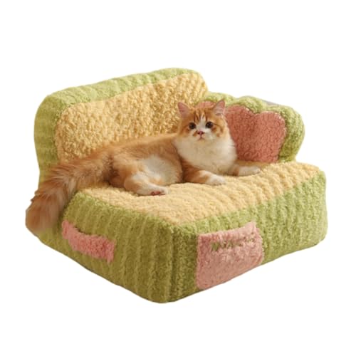 VIDECOR Katzenbetten für Hauskatzen und Kleine Hunde mit Waschbarem Bezug und Rutschfester Unterseite, Katzen-Couch-Schlafsofa für Haustiere Bis zu 40 Pfund, 53 X 45 X 37 cm,A von VIDECOR