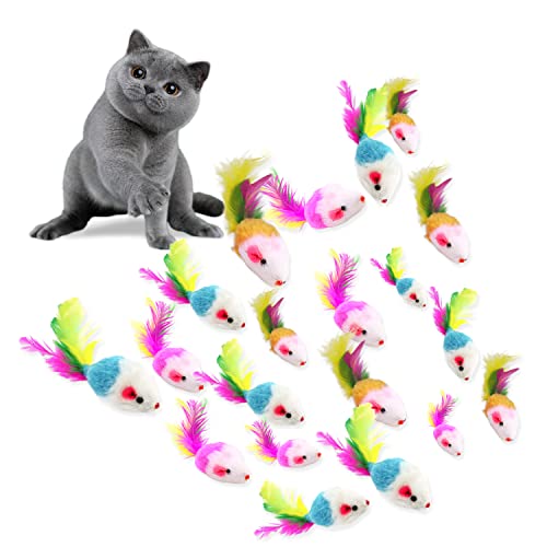 VIKSAUN 20 Stück Katzenspielzeug, Maus, pelzige Kätzchen Mäuse Katze Spielzeug Maus Rassel, Katze Catcher Haustier Spielzeug mit, Katze Fänger Spielzeug mit Feder Schwänze,bunt kleine Maus VIKSAUN 20 Stück Katzenspielzeug, Maus, pelzige Kätzchen Mäuse Katze Spielzeug Maus Rassel, Katze Catcher Haustier Spielzeug mit, Katze Fänger Spielzeug mit Feder Schwänze,bunt kleine Maus von VIKSAUN