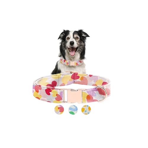 Hundehalsband mit Schleife, 3 Sets, Figuren, langlebig, verstellbar, für kleine, mittelgroße und große Hunde, mit Metallschnalle, M003 von VILARIS