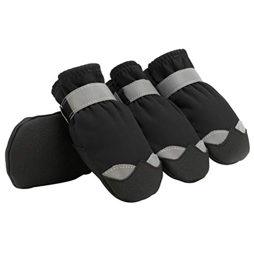 1 Satz Haustier Wasserdichte Schuhe Hundepfotenschutz Rutschfeste Hundeschuhe Anti-rutsch-socken Für Welpen Haustier Booties Anti-rutsch-sohle Hund Einstellbar Nylon Kurze Stiefel von VILLCASE