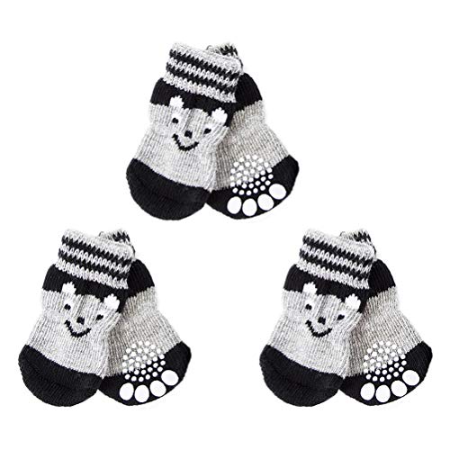 3 Paare Hundeschuh Socken Pfotenschutz Für Hundesocken Hundestiefel Für Kaltes Wetter Rutschfeste Hundesocken Welpensocken Hundesocken Für Bodenschutz Hündchen Der Hund Baumwolle von VILLCASE