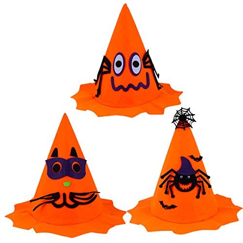 3st Hexen Hut Halloween-party-requisiten Halloween-hut Für Kleinkinder Hexenhaarschmuck Halloween-hexenkostüm Halloween-hexenhut Halloween-kürbishut Zubehör Cosplay Vlies von VILLCASE