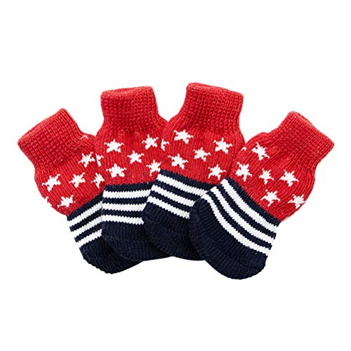 4 Stück Rutschfeste Katzensocken Pudelsocken Socken Für Den Winter Wintersocken Für Hunde Hundepfotenschutz Hundesocken Für Drinnen Thermische Socken Hündchen Großer Hund von VILLCASE