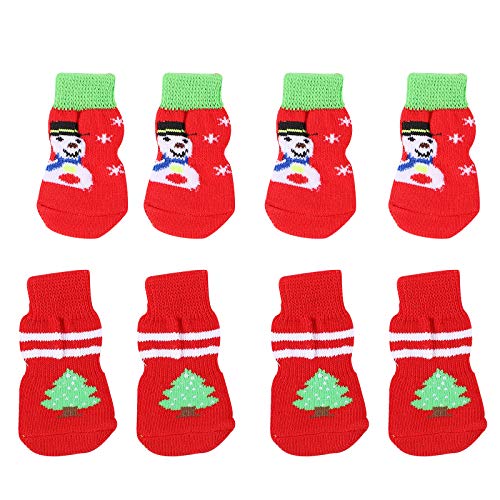 8st Haustier Socken Wintersocken Für Hunde Weihnachtshaustier Hundepfotenschutz Rutschfest Warmer Pfotenschutz Hundepfoten Socken Hunde Socken Böden Stricken Hundeschuhe Festlich von VILLCASE