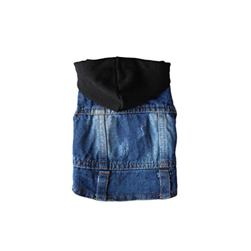 Jeansjacke - , coole Haustierkleidung, Denim, für / Sommer / Herbst, mit Strickmütze, Größe S, Schwarz Haustierkleidung von VILLCASE