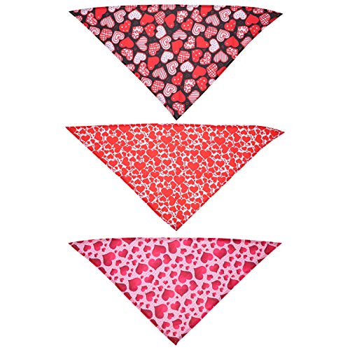 VILLCASE 3st Valentinstag Lätzchen Hund Schal Kragen Dreieck Schal Neujahrs-haustierbandana Dreieckiger Hundeschal Dreieckstuch Für Hunde Hundehalstuch Weihnachten Stoff Zubehör von VILLCASE