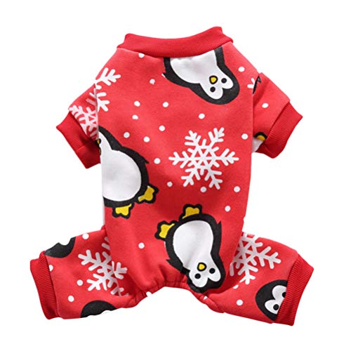 VILLCASE Christmas Four Feet Pet Pyjamas Warme Kleidung Pet Supplies für Hündchen (Weihnachtspinguin, Größe M) von VILLCASE