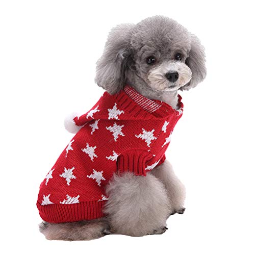 VILLCASE Haustier Hund Pullover Weihnachten Haustier Kleidung Winter Hund Mantel Warmes Hundekostüm Haustier Kleidungsstück für Hund Haustier Größe M Rot von VILLCASE