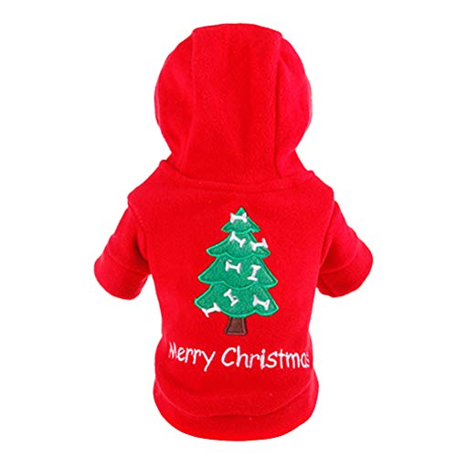 VILLCASE Hund im freien Weihnachtsbaum Kleidung Welpen lustige warme Hoodie Kostüm Heimtierbedarf (rot, Größe XL) von VILLCASE