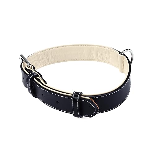 VILLCASE Kettenblatt Halsband Für Große Hunde Hundehalsband Leder Hundehalsband Aus Leder Halsband Für Mittelgroße Hunde Mittlerer Hund Haustier Schwarzes Haustierhalsband von VILLCASE