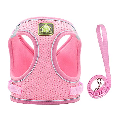 VILLCASE Hundeweste und Leine, Set Haustiergeschirr, atmungsaktiv, Zuggurt, reflektierende Leine, Outdoor, Brustgurt, Zubehör (Pink, Größe XS) – Hundehalsband, Trainingsgurt von VILLCASE