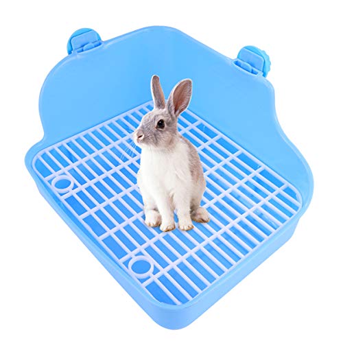 VILLCASE Kaninchen Katzentoilette Kunststoff Kleintierstreu Töpfchen Trainer Ecke Box Haustier Training Toilette für Hamster Rennmaus Hase Chinchilla Meerschweinchen Frettchen Himmelblau 2 28x22cm von VILLCASE