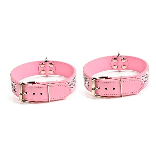 VILLCASE 2St rosa Hundehalsband Perlmutt Katze hundehalsband hübsche Hundehalsbänder kleine Hundehalsbänder Strasssteine PU-Hundehalsband verstellbares Hundehalsband Haustier Lipgloss von VILLCASE