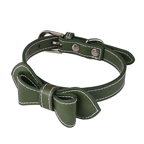 VILLCASE PU-Haustierhalsband mit Schleife, kreativer Haustier-Halsring, praktisches Halsband für Katzen, Hunde, Grün von VILLCASE