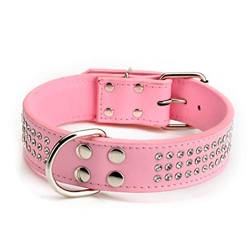 VILLCASE Rosa Strasssteine Pu-haustierhalsband Strass Hundehalsband Verstellbares Hundehalsband Pu-hundehalsband Lipgloss Perlmutt von VILLCASE