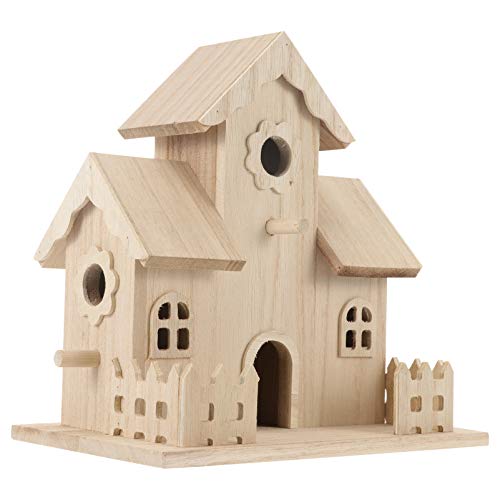 VILLCASE Vogelhaus, unlackierte Holz-Vogelhäuser, natürliches unlackiertes Holz, Vogelhaus zum Bemalen, Mini-Vogelfutterhaus, Häuser zum Dekorieren für DIY-Handwerk, Innen- und Außenbereich, Vogelhaus von VILLCASE