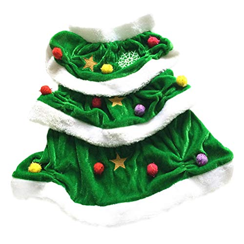 VILLCASE Weihnachtsbaum geformt Hund Kostüm Haustier Winter Kleidung komfortable warme Weihnachten Hoodie Kleid für Party- Größe XS (grün) von VILLCASE