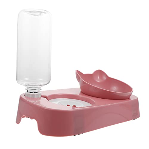 VILLFUL Automatischer Wasserspender Käfig-Futterspender-Set Haustier-Futter- und Wasserspender-Set für Katzen und Hunde Rosa Nackenschutz Trinknapf von VILLFUL