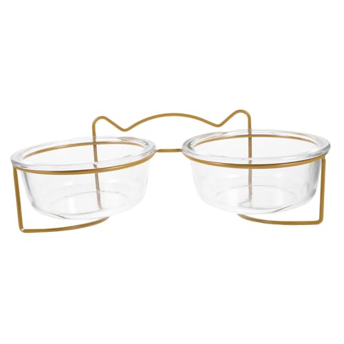 VILLFUL 1Stk Katzennapf aus Glas tilty Bowl pet Supplies dogbowl katzenfutterstationen Futterzubehör Haustier Katzennäpfe Katze Glasschale Hundenapf Nackenschutz Glaskugel Futternapf Eisen von VILLFUL