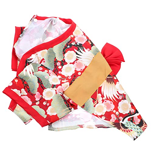 VILLFUL 1pc Hundekleidung Japanischer Haustier Kimono Leichtes Haustier Kleidungsstück Rot Für Haustier von VILLFUL