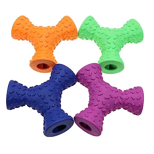 VILLFUL 1pc 3 Holes Food Dispensing Hundespielzeug Dog Chew Toy Zahnreinigung Naturkautschuk Pet Toy Zum Kauen Von Hunden (zufällige Farbe) von VILLFUL