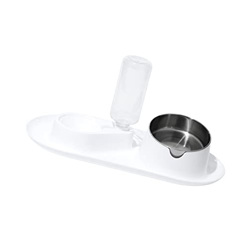 VILLFUL 1pc Cat Dog Automatic Water Drink Food Bowl Praktische Haustier Doppelschale (weiß) von VILLFUL