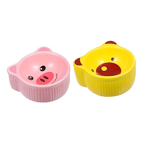 VILLFUL 2 Stücke Kreative Hamster Feeder Pet Lebensmittelhalter Keramik Entzückende Cartoon-Feeder von VILLFUL