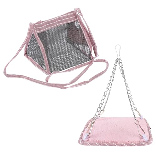 VILLFUL 2St Hamster Hängematte Crossbody-Reisetasche Mäusekäfig für Hausmäuse kleines Tier Reisetaschen Seesäcke für unterwegs Reisetasche für Haustiere Eichhörnchen Reisetasche Stoff Rosa von VILLFUL