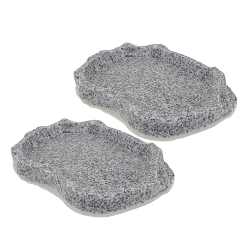 VILLFUL 2pcs Reptile Food Bowl Schildpatt Box Wasserschale Badebecken (grau S Größe) von VILLFUL