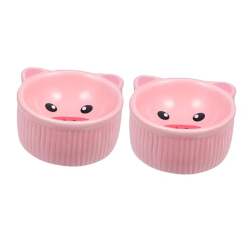 VILLFUL 2st Hamsterschale Aus Keramik Kleiner Tiernapf Hamster Haustiernapf Wasserspender Für Hamster Cartoon Tierfutter Tablett Futterspender Für Hamster Meerschweinchen Wassernapf Rosa von VILLFUL