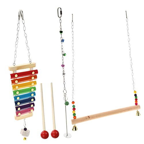 VILLFUL 3 Stücke Vogel Xylophone Spielzeug Papagei Swing Mit Fruchtspindel Set Vogelspielzeug von VILLFUL