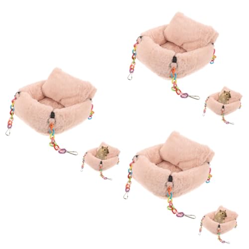 VILLFUL 3St Hamsternest hamsterbett Hamster Spielzeug Hamster Schlafkorb Plüsch hängendes Haustierbett ausgestopfter Hamster Ratte Hängemattenbett geschmeidiges Haustierbett Flanell Rosa von VILLFUL