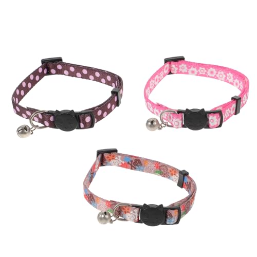 VILLFUL 3pcs Pet Cat Collars Sicherheitsschnalle Exquisite Blumen Pet Collars Mit Glocken von VILLFUL