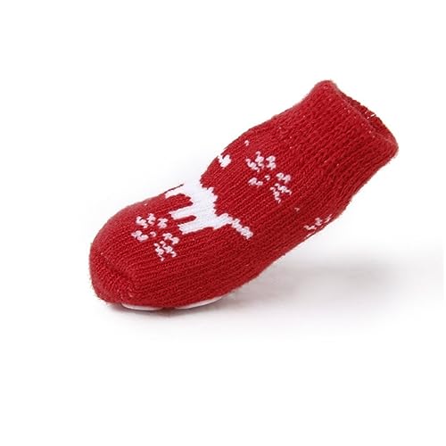 VILLFUL Hundesocken für Weihnachten 4er-Pack rot Größe Baumwollsocken mit Schlupfsohle für kaltes Wetter von VILLFUL