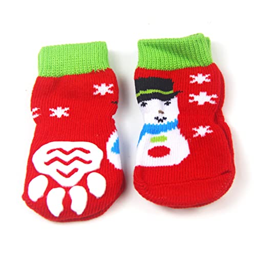 VILLFUL Haustiersocken für Hunde und Katzen 4er-Set Weihnachtsdesign Unterseite Aus Baumwollmaterial von VILLFUL