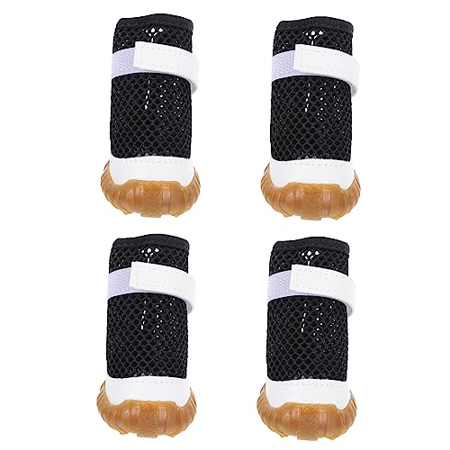 VILLFUL 4 Stück Haustierschuhe Netz Hundeschuhe Hunde Sommerstiefel Sommer Hundeschuhe Hohle Hundeschuhe – Slip Hundestiefel Netz Hundestiefel Hundepfotenabdeckung Atmungsaktive von VILLFUL