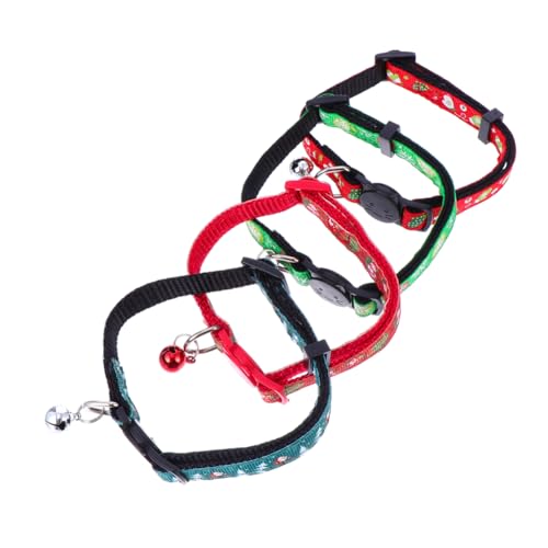 VILLFUL Xmas Elements Haustierhalsband 4 Stück verstellbare Hundehalsbänder mit Glöckchen Weihnachtshalsband für Haustiere Haustier-Halskette von VILLFUL