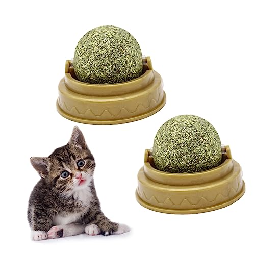 VILLFUL 4 Stück Katze leckt Ball Katzenspielzeug Katzenbiss Kätzchen Spielzeug Leckerbissen für Katzen katzenminze Spielzeuge Catnip Katze behandelt Minzkugel Verdauungsförderer für Katzen von VILLFUL