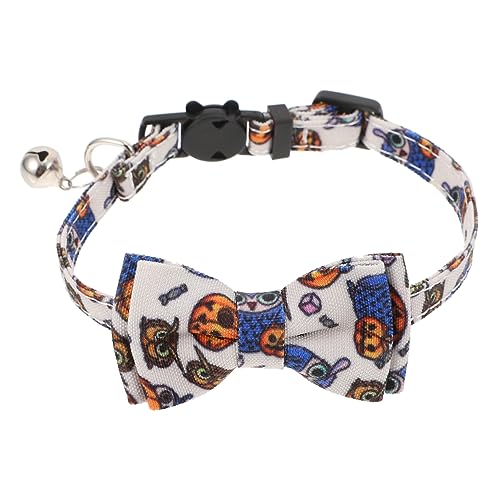 VILLFUL Halloween Katzenhalsband Schleife Verstellbares Kätzchenhalsband Set Gruseliges Eulen-Kürbis-Design Kätzchenhalsbänder Katzenhalsband Charms von VILLFUL