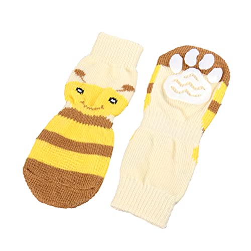 VILLFUL 4 Stück gestrickte warme Socken gelbe Socken Warm halten Golden Retriever Socken Kleiner Hase wärmende socken Thermal Socks sockenschuhe Haustier thermische Socken Wintersocken von VILLFUL