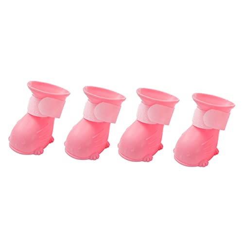 VILLFUL 4 Stück wasserdichte Schuhe Wasserdichter Regenstiefel Hund Im Freien Schuhe Stiefel Hund wasserdichte Regenstiefel Für Hunde Welpensocken Und Schuhe Haustierschnee Schritt Rosa von VILLFUL