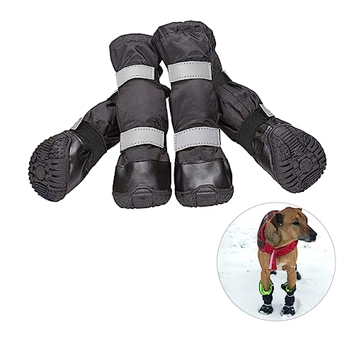 VILLFUL 4er Set wasserdichte Hundeschuhe Für Kleine Hunde rutschfeste Schneeschuhe Mit Pfotenschutz Größe XS Ideal Für Regen Und Schnee Outdoor Aktivitäten von VILLFUL